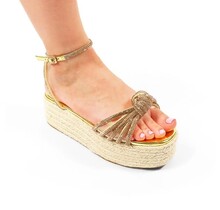 Got It All Wrapped Up Platform Sandals - GOLD