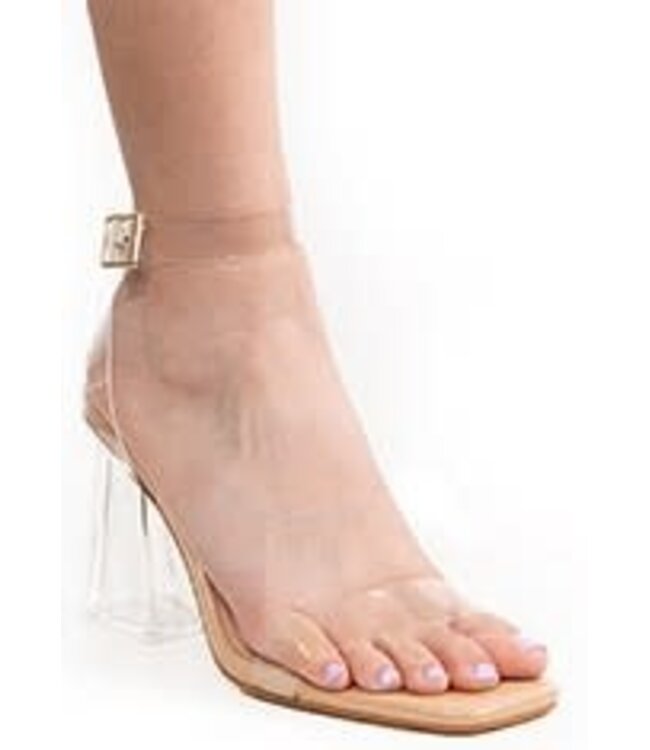 Best Idea Ever Clear Block Heels - NUDE