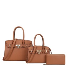 Mommy And Me 3PC  Handbag Set - BROWN