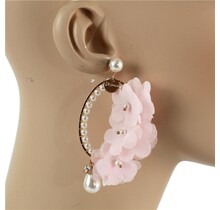 Girly Girl Pearl Earrings - PINK