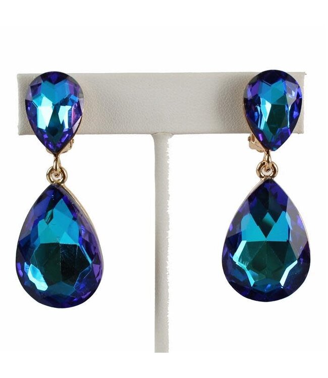 Simple Elegance CLIP ON Earrings - BLUE IRIDESCENT