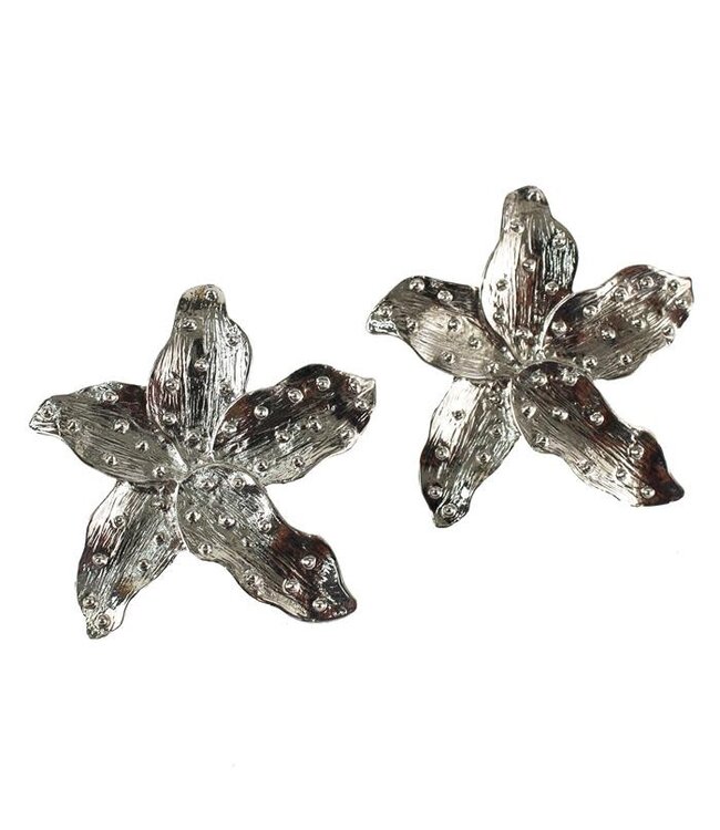 In The Rough Flower CLIP ON Knobs - SILVER