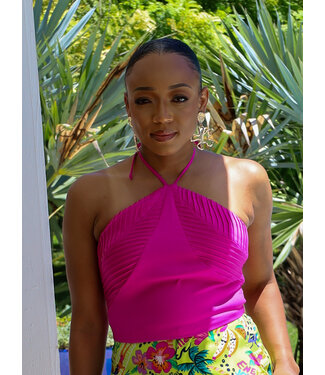 Around The Town Halter Top MAGENTA