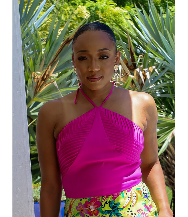 Around The Town Halter Top MAGENTA