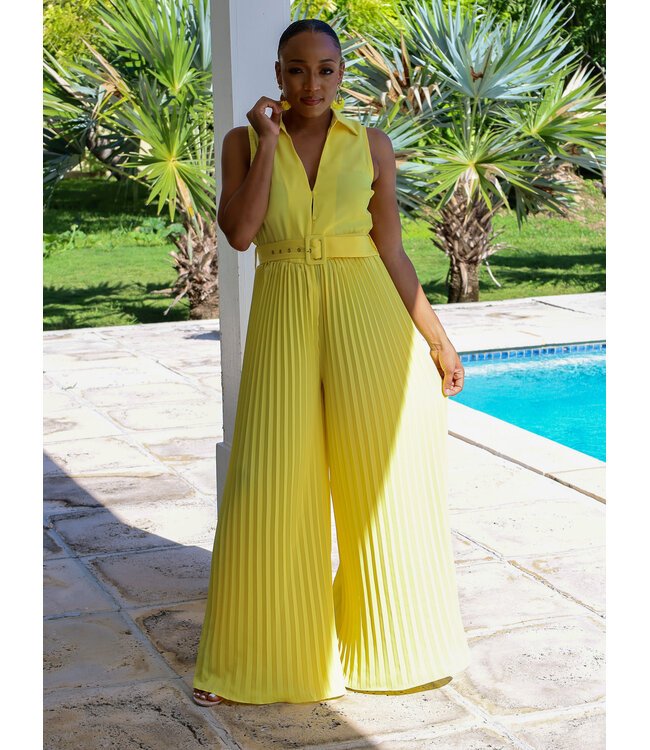 Talk About It Pleated Jumpsuit YELLOW
