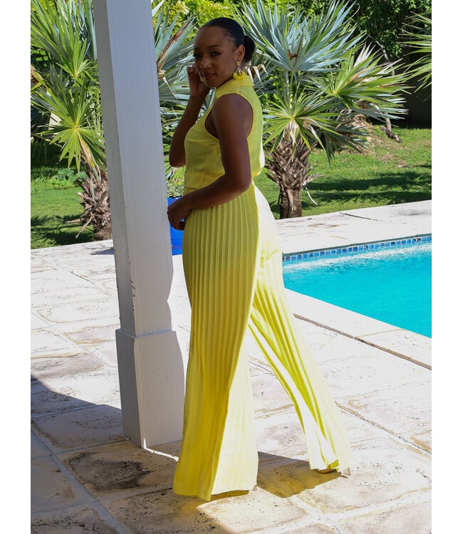 Talk About It Pleated Jumpsuit YELLOW