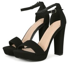 On An Adventure Block Heels BLACK