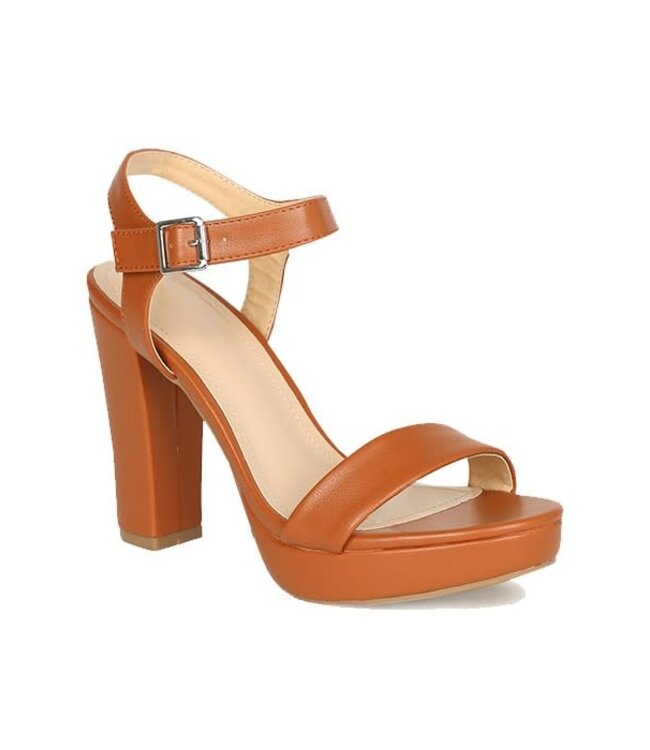 Here For A Good Time Block Heels CAMEL