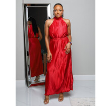 Rich Romance Pleated Midi Dress RED