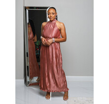 Rich Romance Pleated Midi Dress - BURNT MAUVE