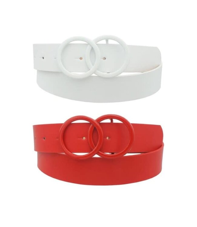 Going Around 2PC Belt Set - White/Red