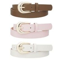 The Basic You 3PC Belt Set - Off White/Pink/Brown