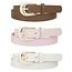 The Basic You 3PC Belt Set - Off White/Pink/Brown