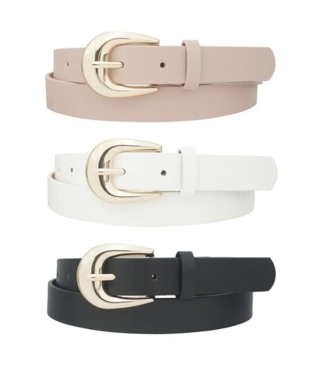 The Basic You 3PC Belt Set - Off White/Pink/Black