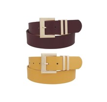 Washed Away 2PC Belt Set - Burgundy/Mustard