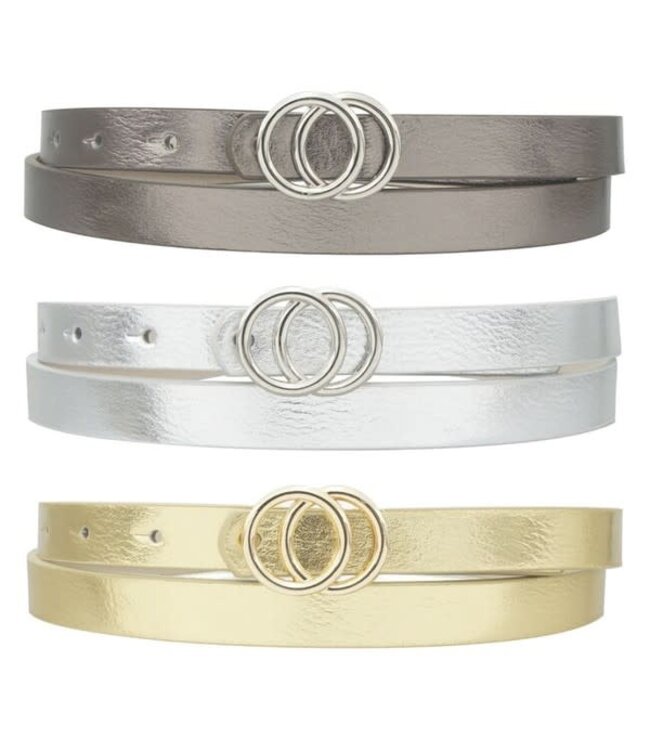Way Too Cool 3PC Belt Set - Grey/Gold/Silver