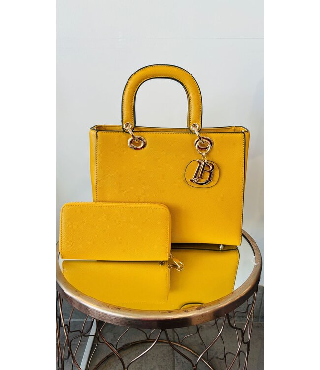 Time Treasure 2PC Handbag Set - MUSTARD