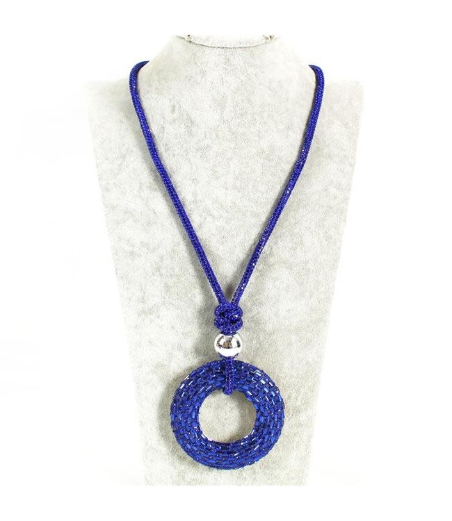 Take The Plunge Rhinestone Necklace Set - Royal Blue