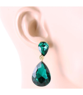 Dropping Jewel Earrings - Green