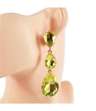 Three Steps Down Jeweled Earrings - Yellow