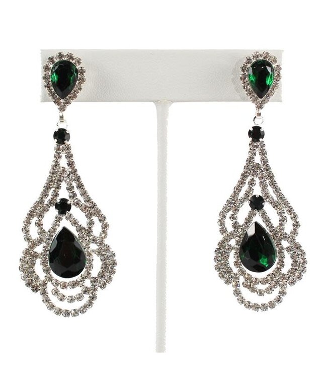 Not Too Late Earrings - Silver/Emerald
