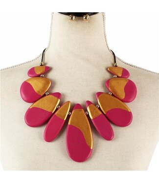 Knock On Wood Necklace Set - Fuchsia