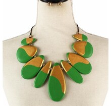 Knock On Wood Necklace Set - Green