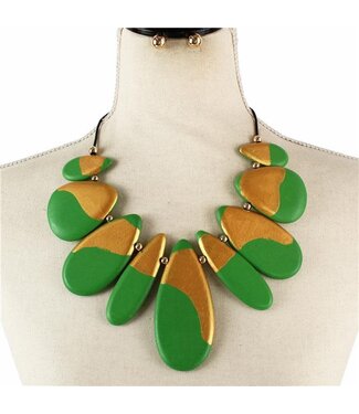 Knock On Wood Necklace Set - Green