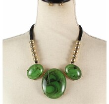 Swirl Of Emotions Necklace Set - Green