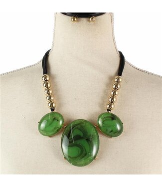 Swirl Of Emotions Necklace Set - Green