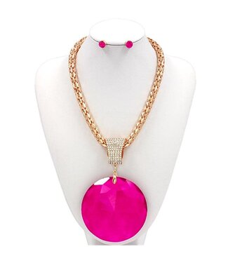 Catch A Glimpse Necklace Set - Fuchsia