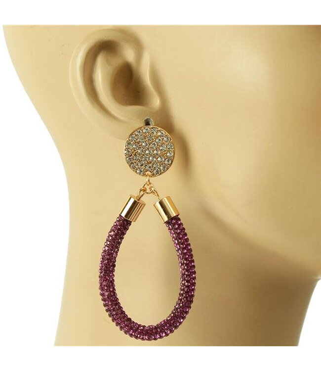 Drip Drop Crystal Earrings - Purple