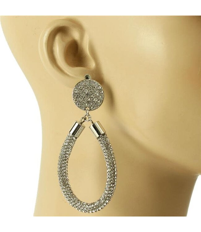 Drip Drop Crystal Earrings - Silver