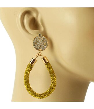 Drip Drop Crystal Earrings - Yellow