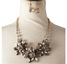 New Chances Floral Necklace Set - Pewter