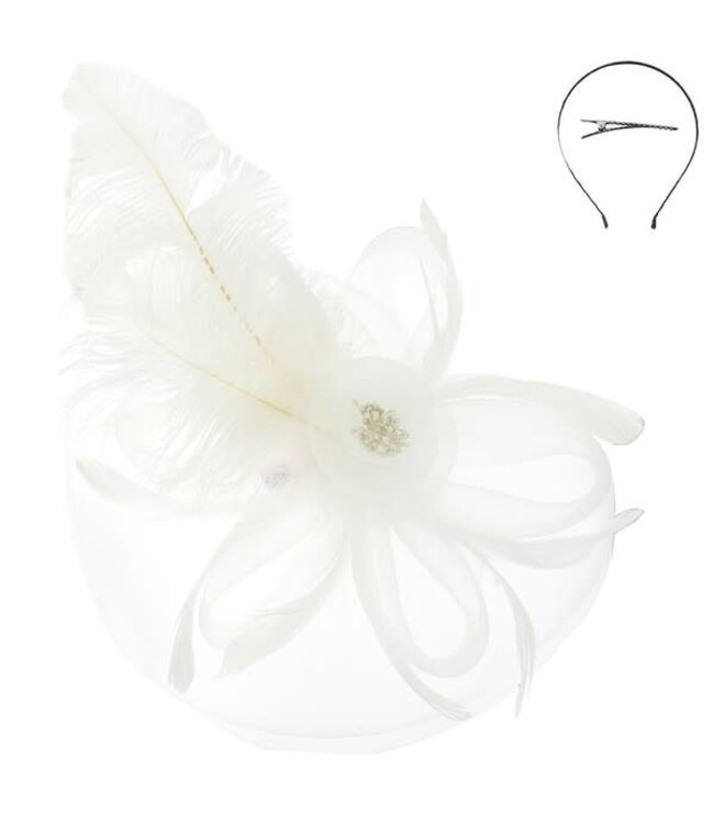 Follow My Lead Fascinator - White