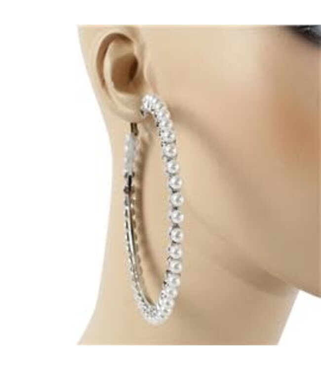 Full Circle Pearl Hoops - Silver