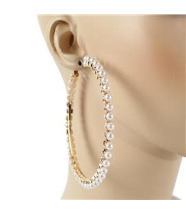 Full Circle Pearl Hoops - Gold