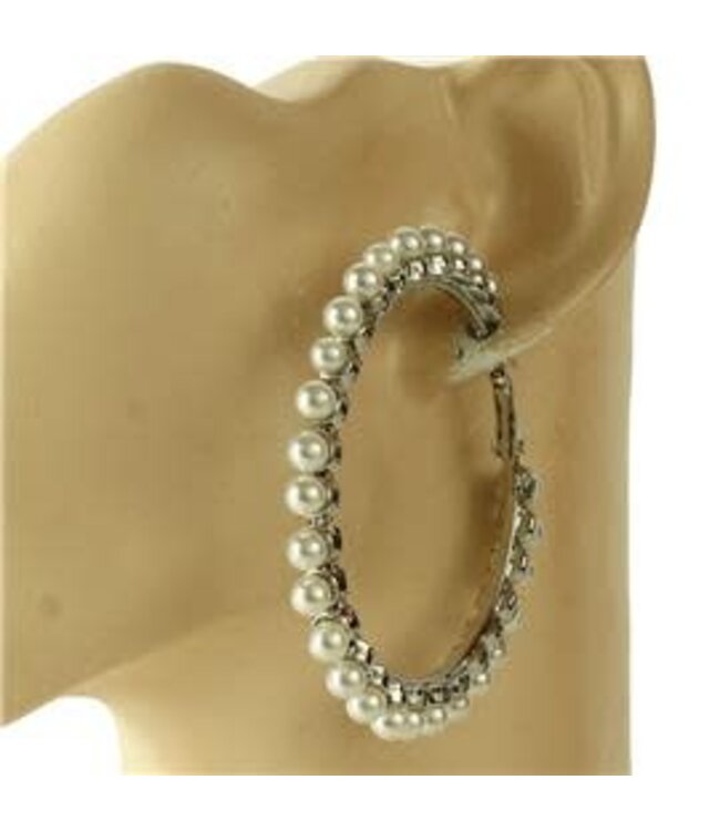Hidden Gem Pearl Hoops - Silver