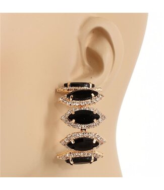 Deep Rooted Crystal Hoops - Black