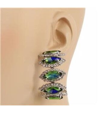 Deep Rooted Crystal Hoops - Blue Iridescent