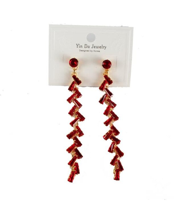 Hang On Jewel Earrings - Red