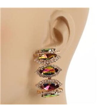 Deep Rooted Crystal Hoops - Green Iridescent