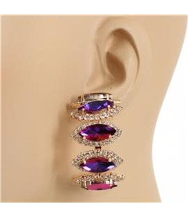 Deep Rooted Crystal Hoops - Purple Iridescent