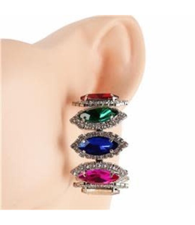 Deep Rooted Crystal Earrings - Silver Multi