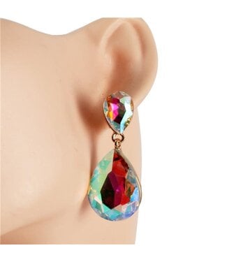 Dropping Jewel Earrings - Gold Iridescent