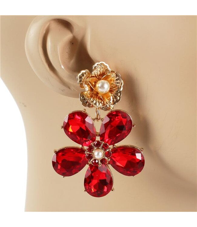 Meet Me In The Garden Earrings - Red