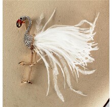Pretty Wings Flamingo Brooch - White