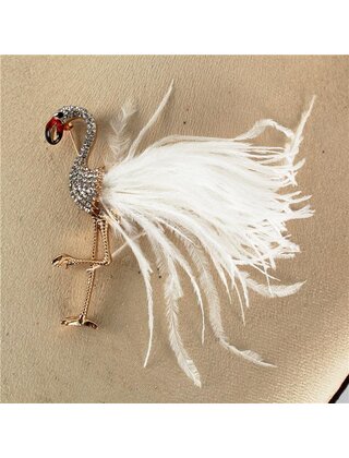 Pretty Wings Flamingo Brooch - White