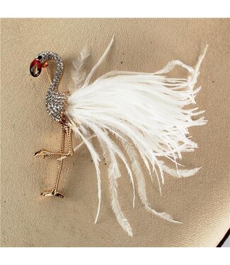 Pretty Wings Flamingo Brooch - White